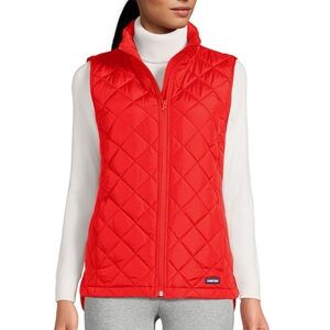 Lands’ End Red Quilted Zip Front Vest Jacket Size 10-12